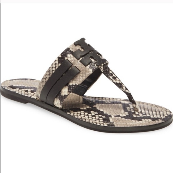 Tory Burch Leigh Snake Print Leather Thong Sandal - Picture 9 of 10
